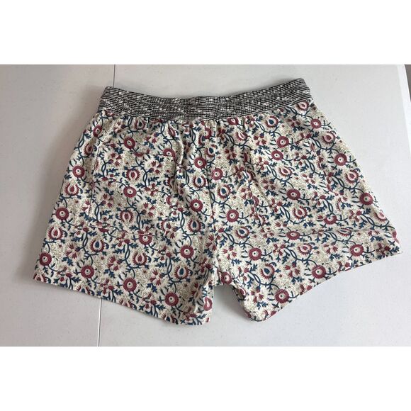 Dylan Women's Pull On Floral Shorts Red Blue Cream Cotton Drawstring Size L - Picture 2 of 12